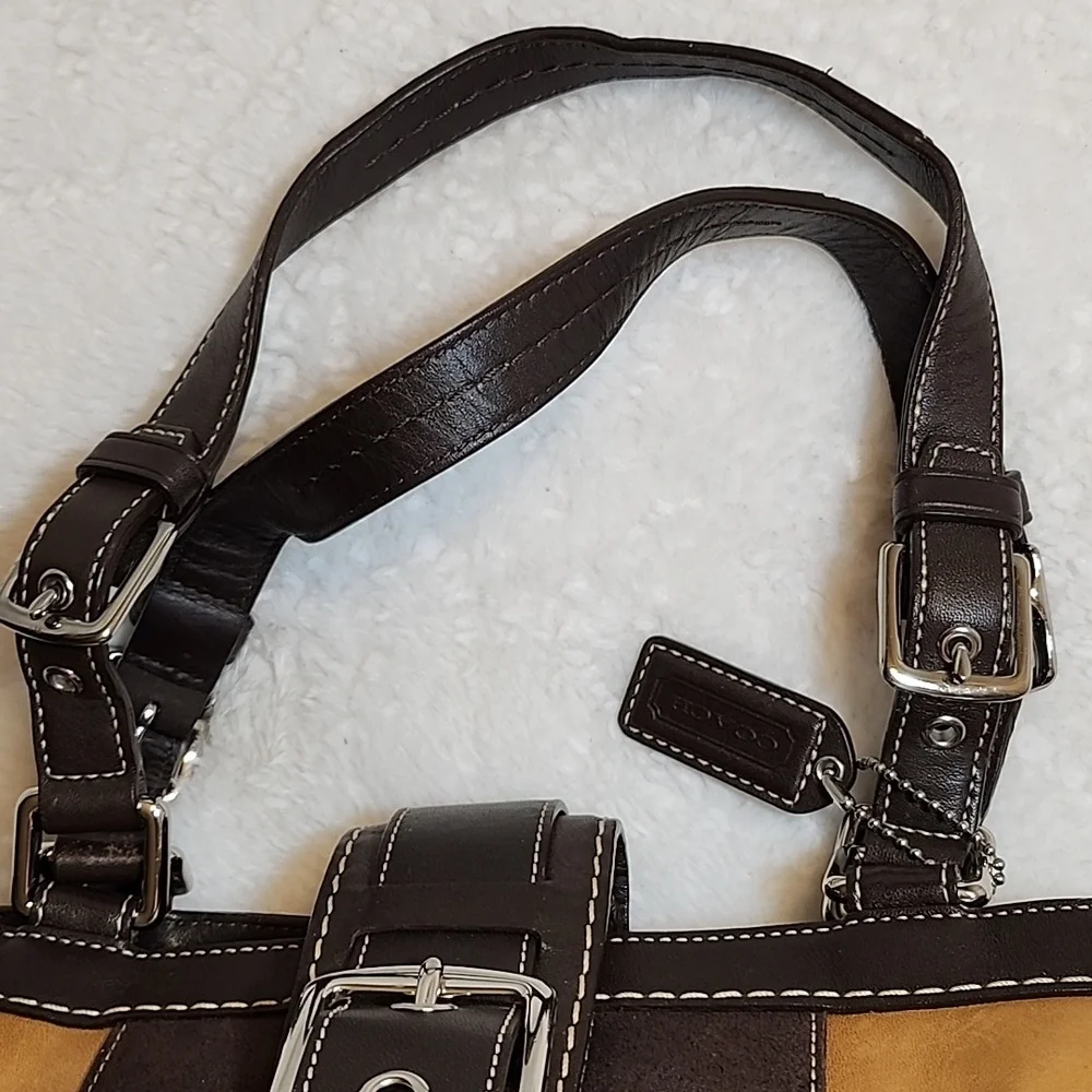 Coach Y2K Hobo  Espresso Brown Suede Leather  Shoulder Carryall  Bag Rare - Picture 12 of 15